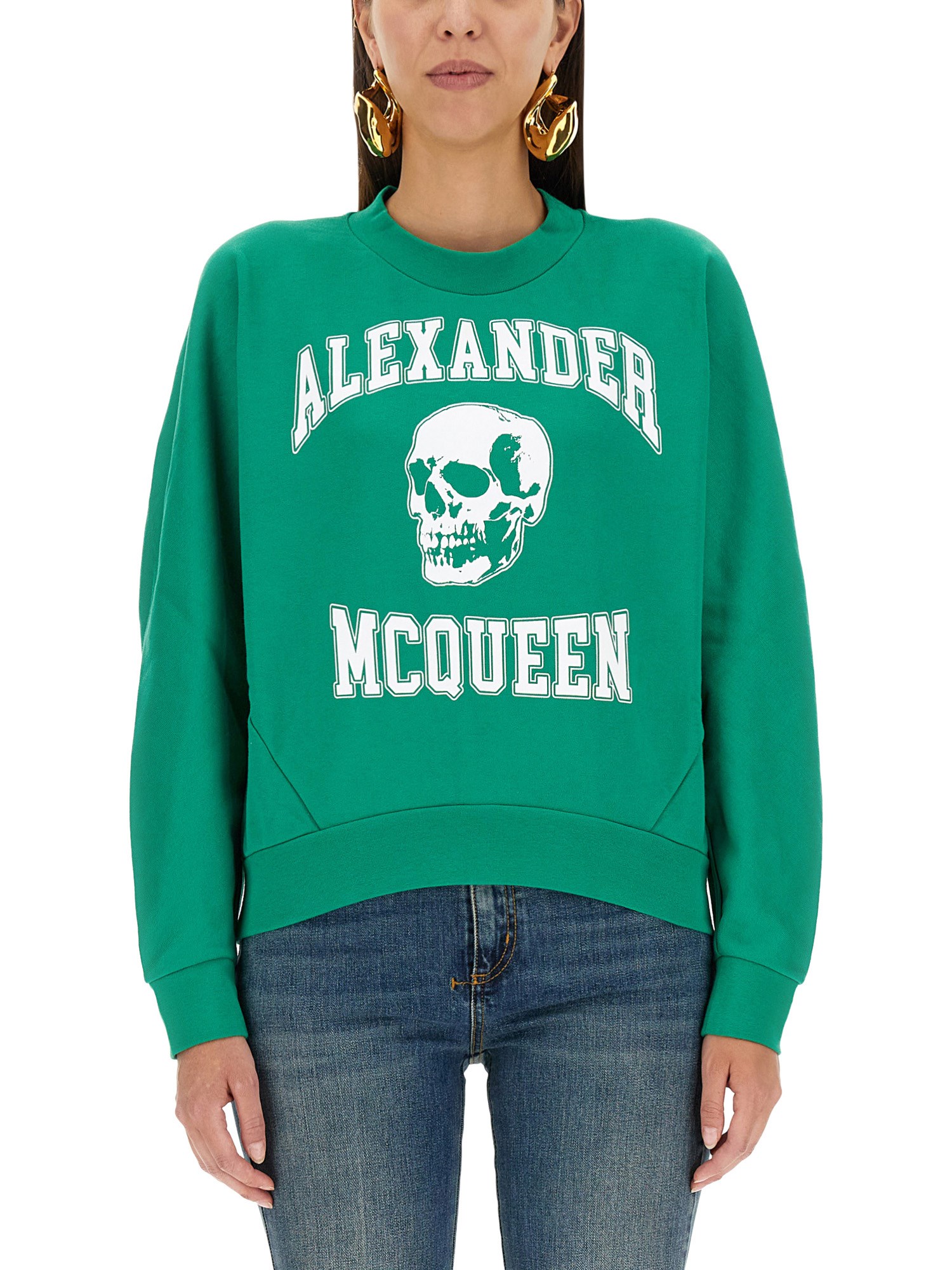Alexander Mcqueen Mcqueen Women 'varsity Skull' Sweatshirt In Green