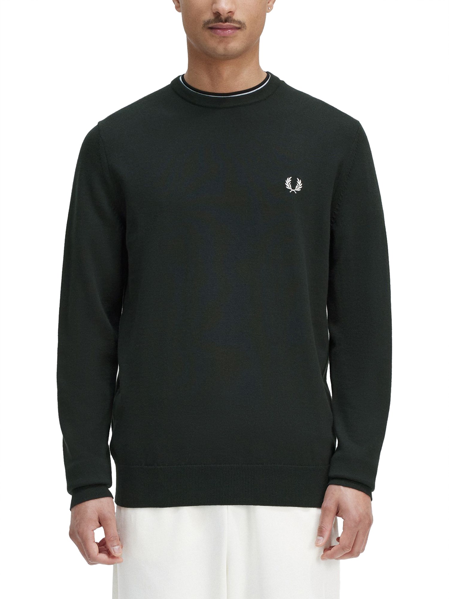 Fred Perry Mens Long Sleeve Twin Tipped T-shirt In Green