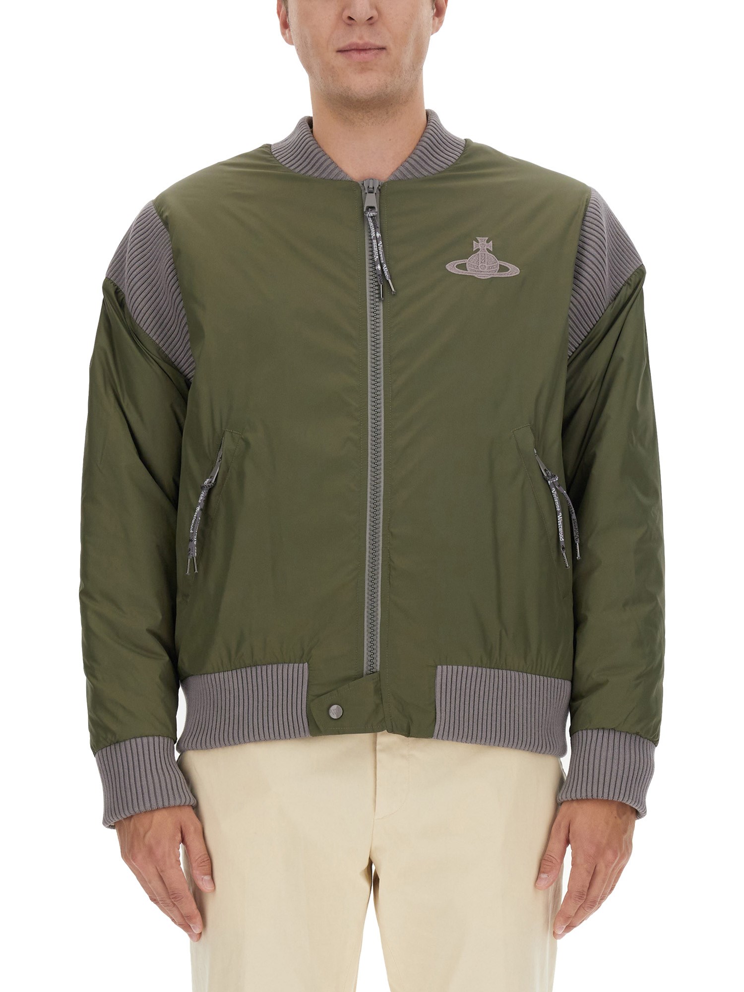 Shop Vivienne Westwood Bomber Jacket With Logo In Green