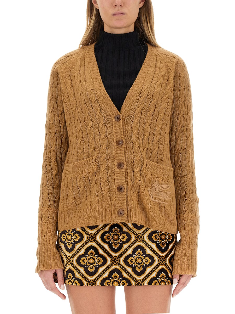 ETRO CARDIGAN IN CASHMERE CON SCOLLO A V