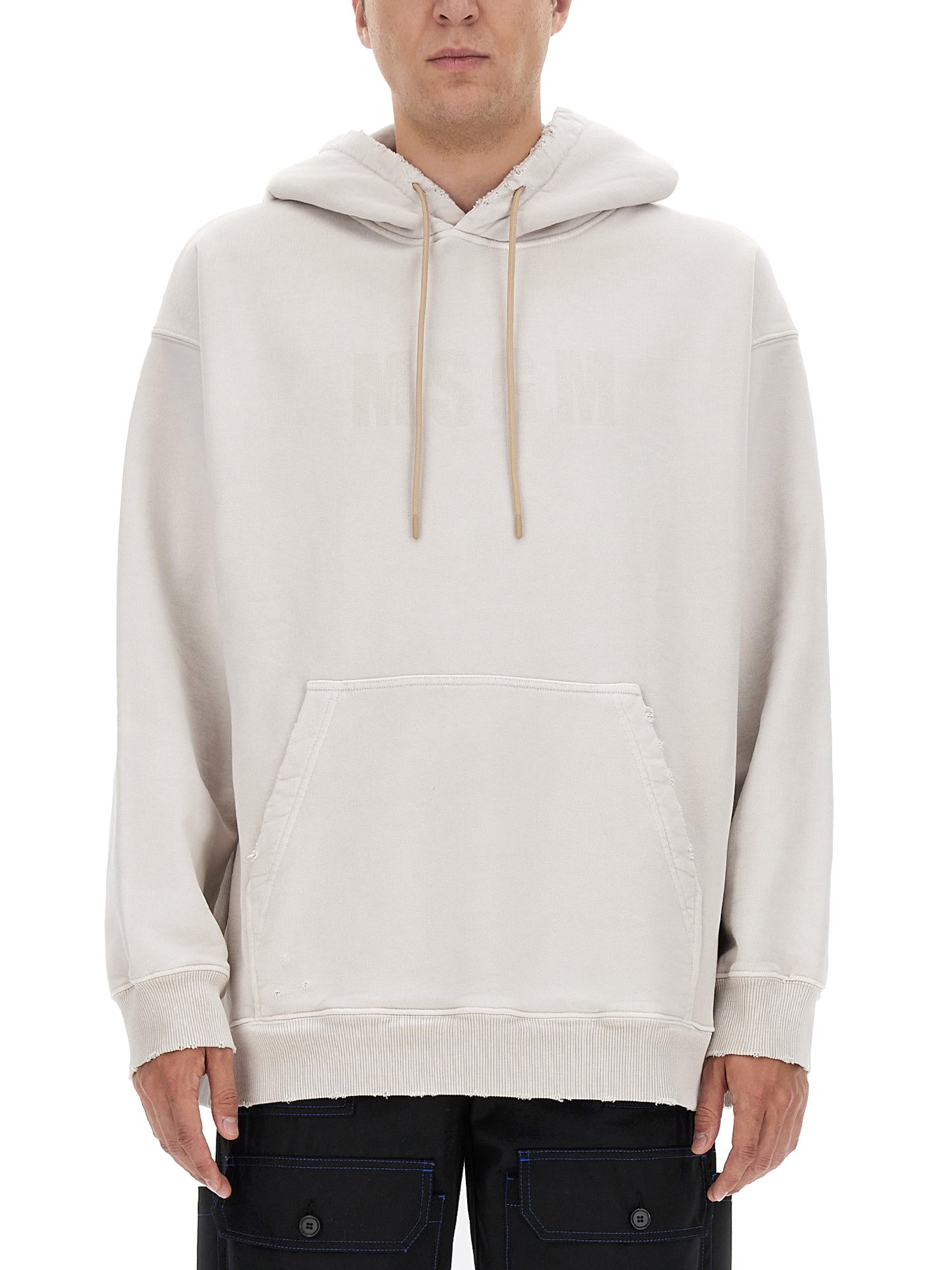 Shop Msgm Hoodie In Beige