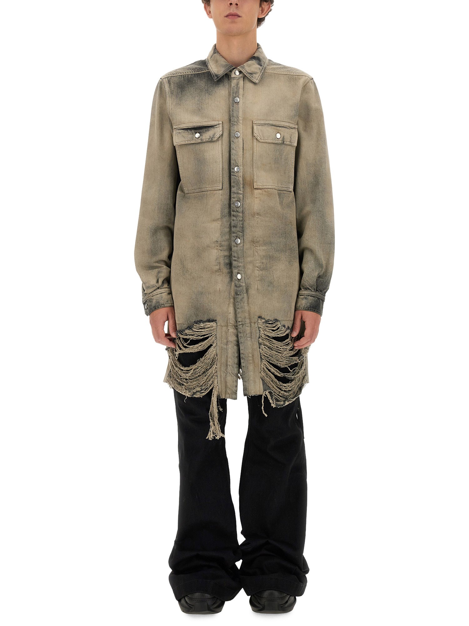 Rick Owens Denim Jacket In Grey