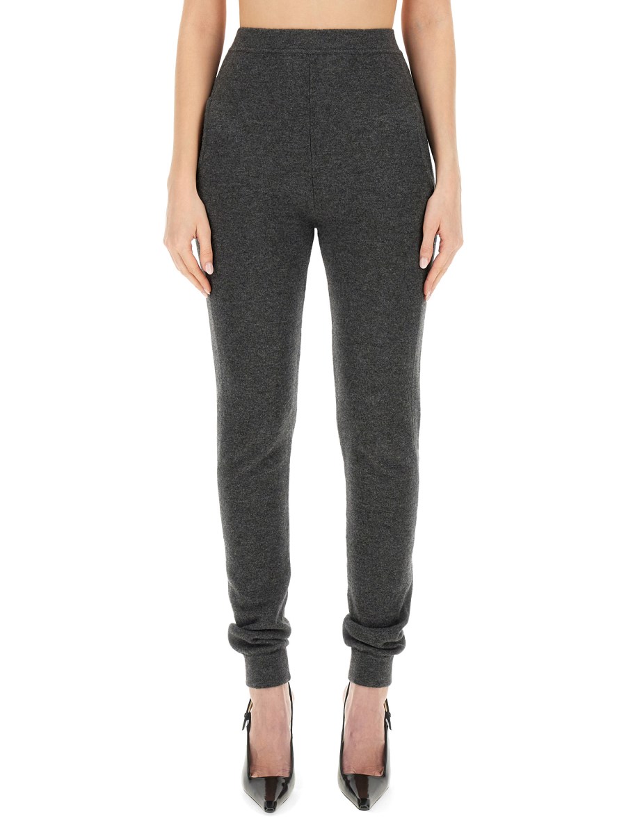 Saint Laurent Women's High-Rise Cashmere Leggings in Grey