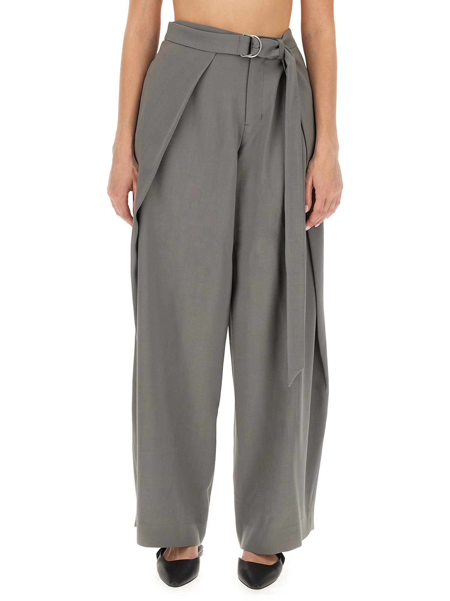 Shop Ami Alexandre Mattiussi Wide Fit Pants In Grey