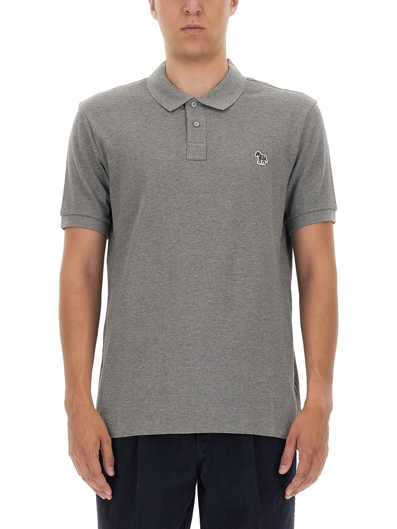 Ps By Paul Smith Polo Shirt With Zebra Patch In Grey