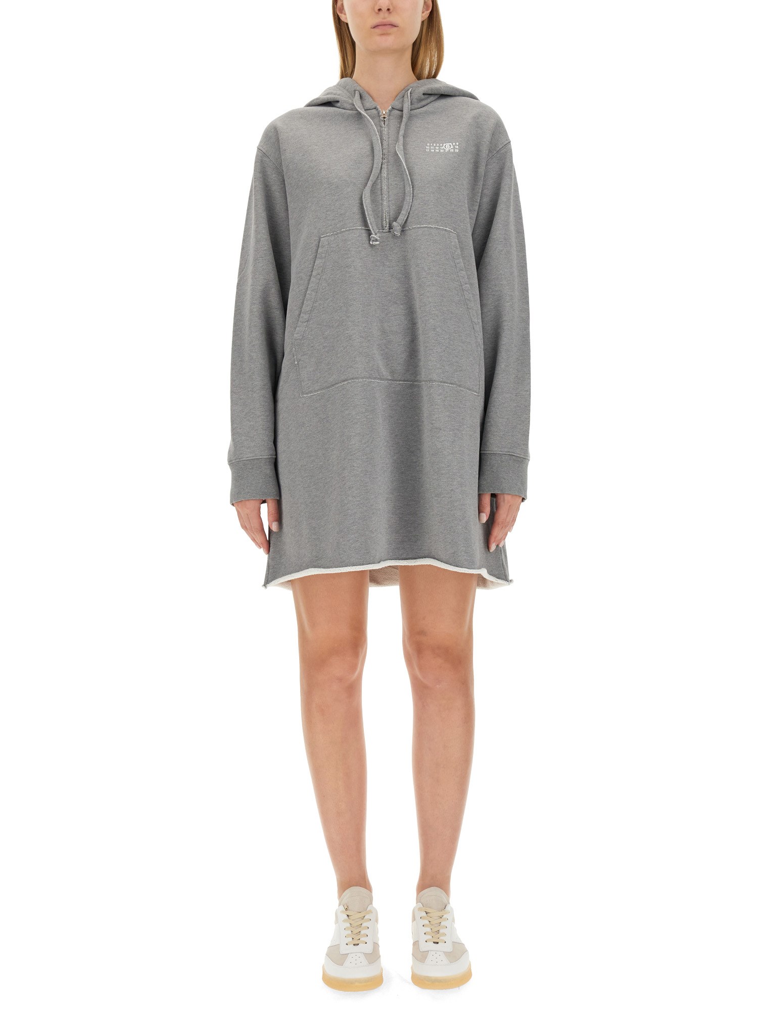 Mm6 Maison Margiela Hooded Mini Dress In Grey