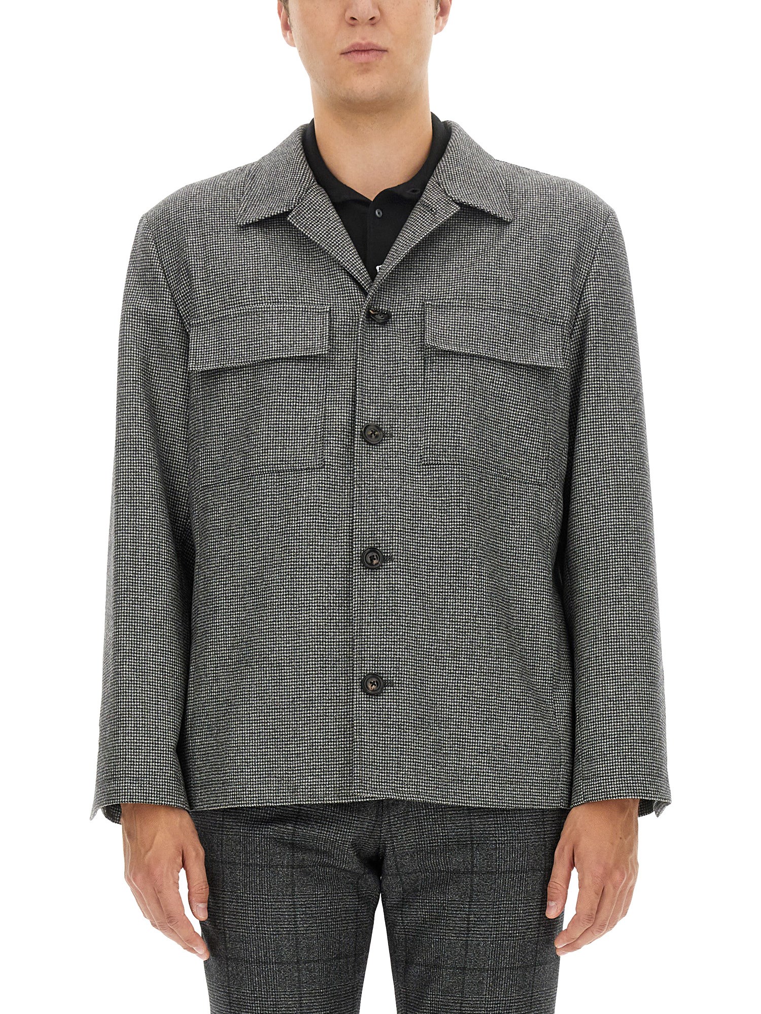 Shop Lardini Wool Shirt In Grey