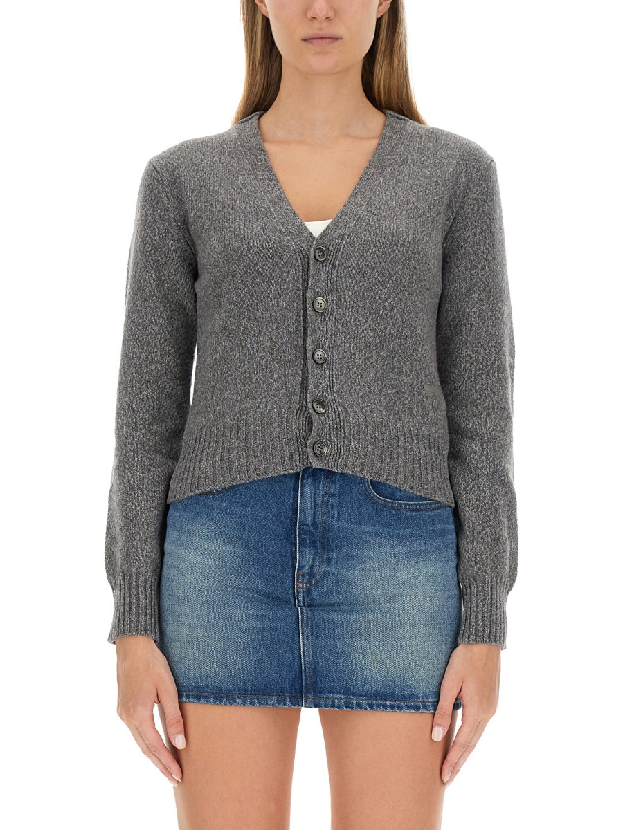 AMI PARIS CARDIGAN IN CASHMERE CON SCOLLO A V