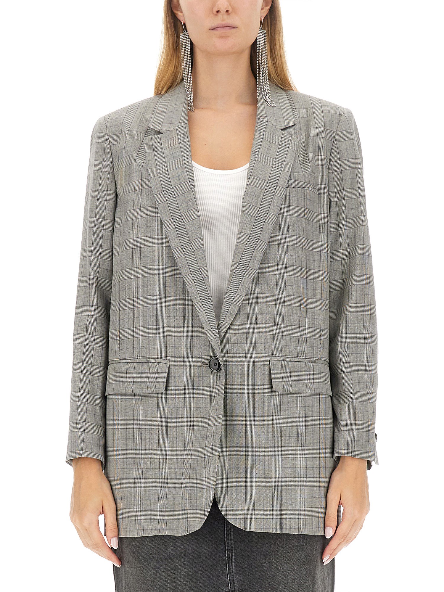 Isabel Marant Kenzy Checked Virgin-wool Blazer In Grey