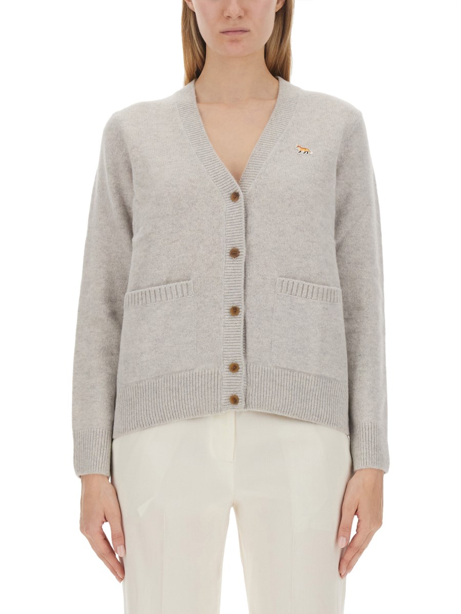 MAISON KITSUNE WOOL CARDIGAN WITH LOGO Eleonora Bonucci