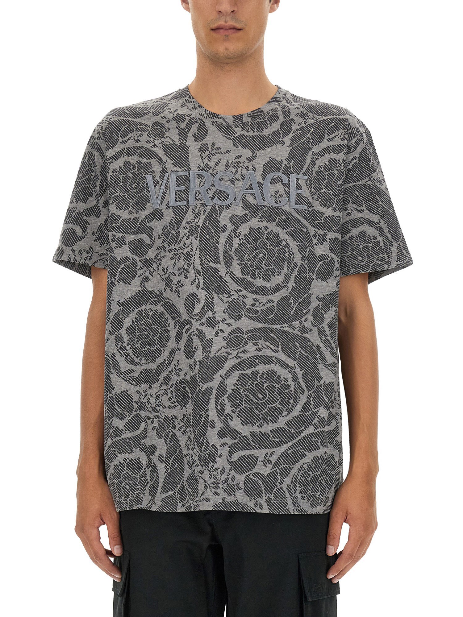 Versace Barocco Silhouette T-shirt In Grey