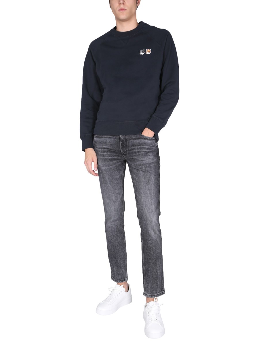 MAISON KITSUNÉ - COTTON SWEATSHIRT WITH DOUBLE FOX HEAD PATCH