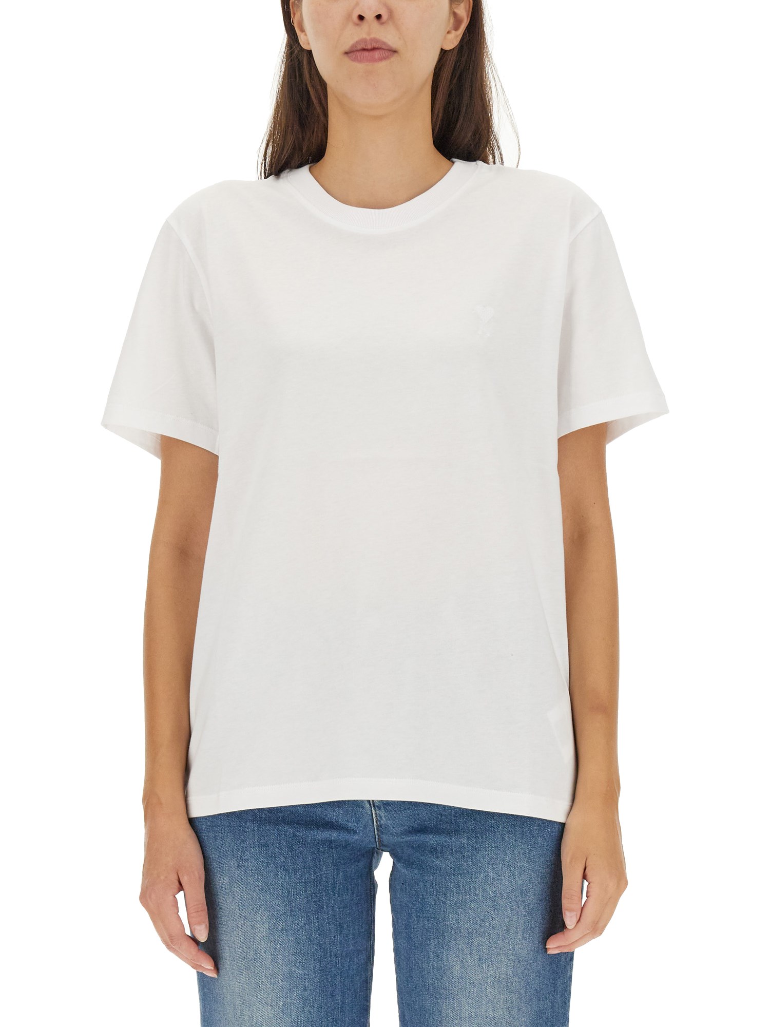 ami paris t-shirt with logo embroidery