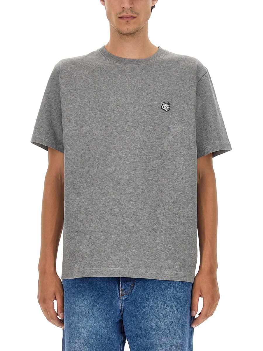 MAISON KITSUNÉ T-SHIRT IN JERSEY DI COTONE CON PATCH LOGO