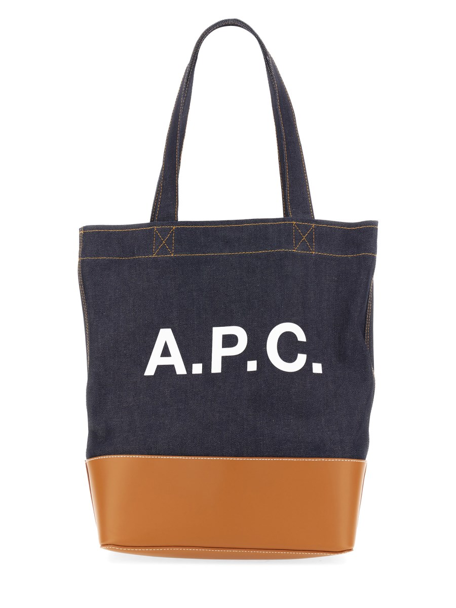 A.P.C. BORSA TOTE AXEL IN DENIM E PELLE