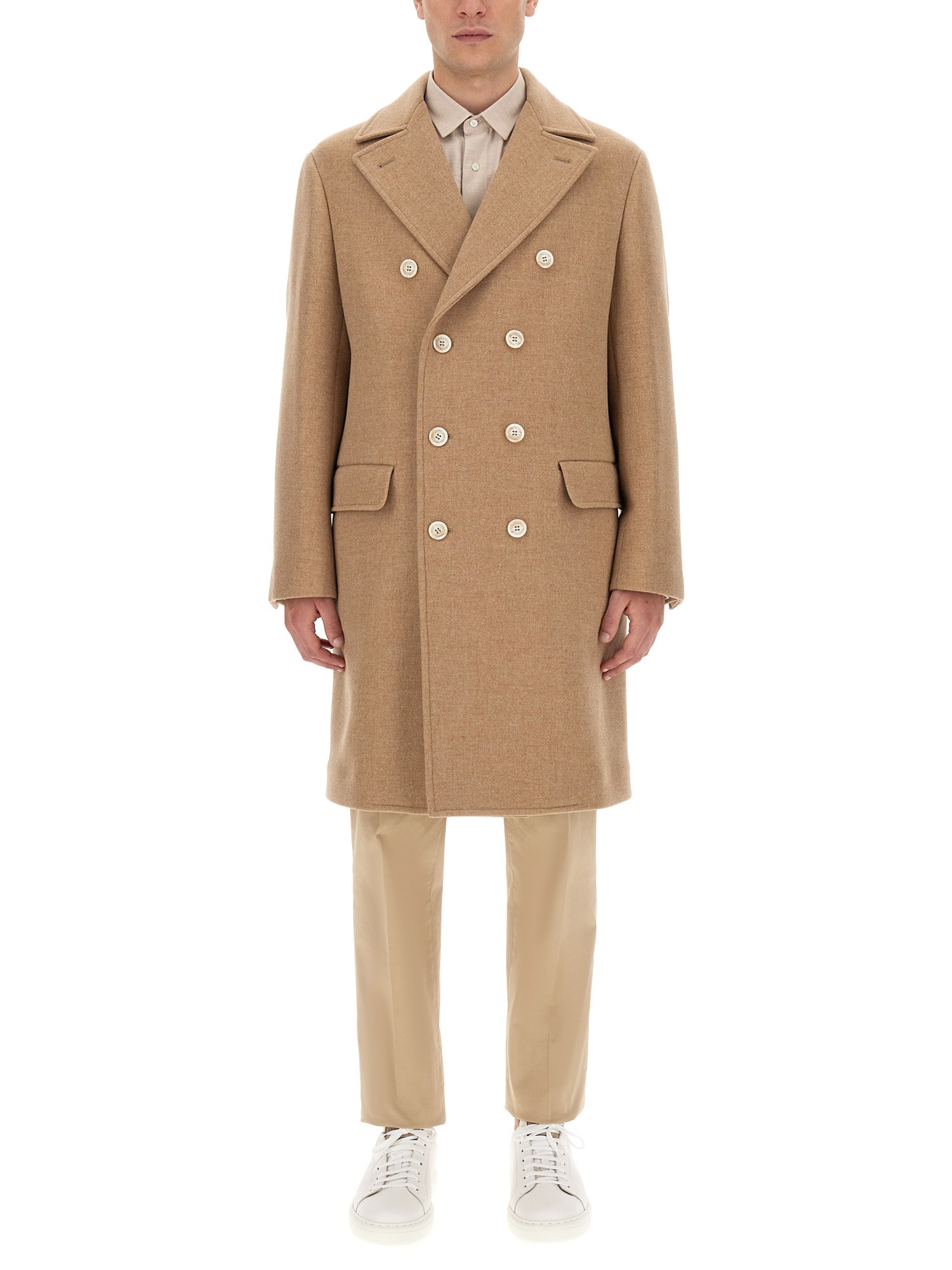 Brunello Cucinelli Double-breasted Coat In Beige