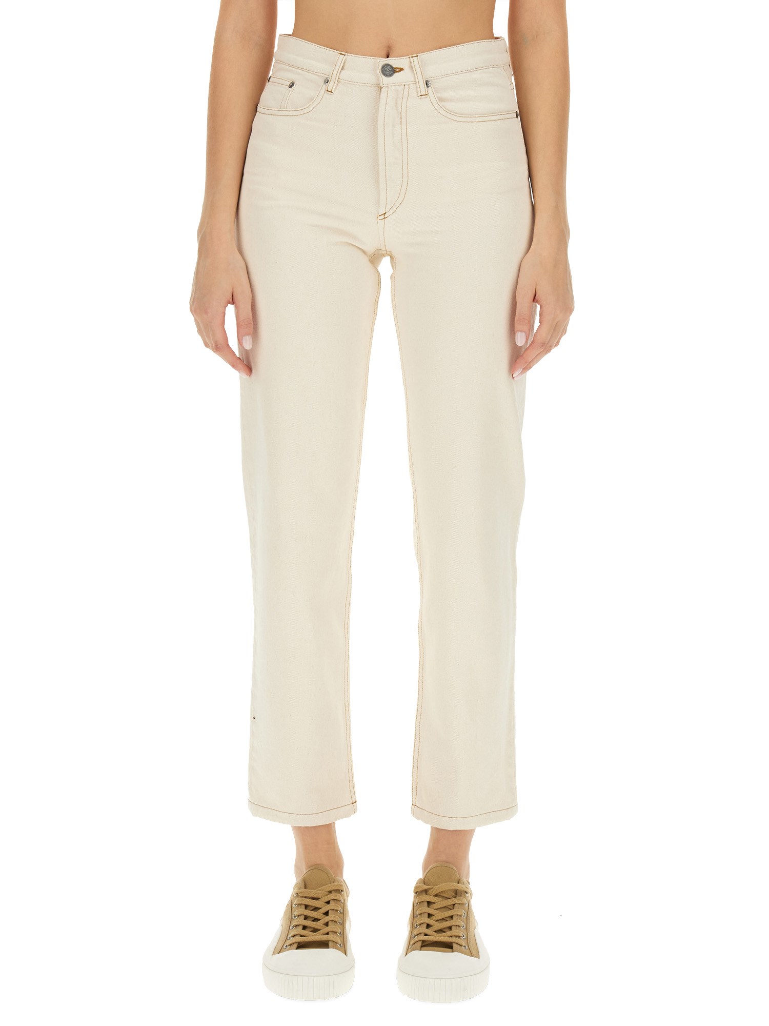 Apc High Rise Wide-leg Jeans In Powder