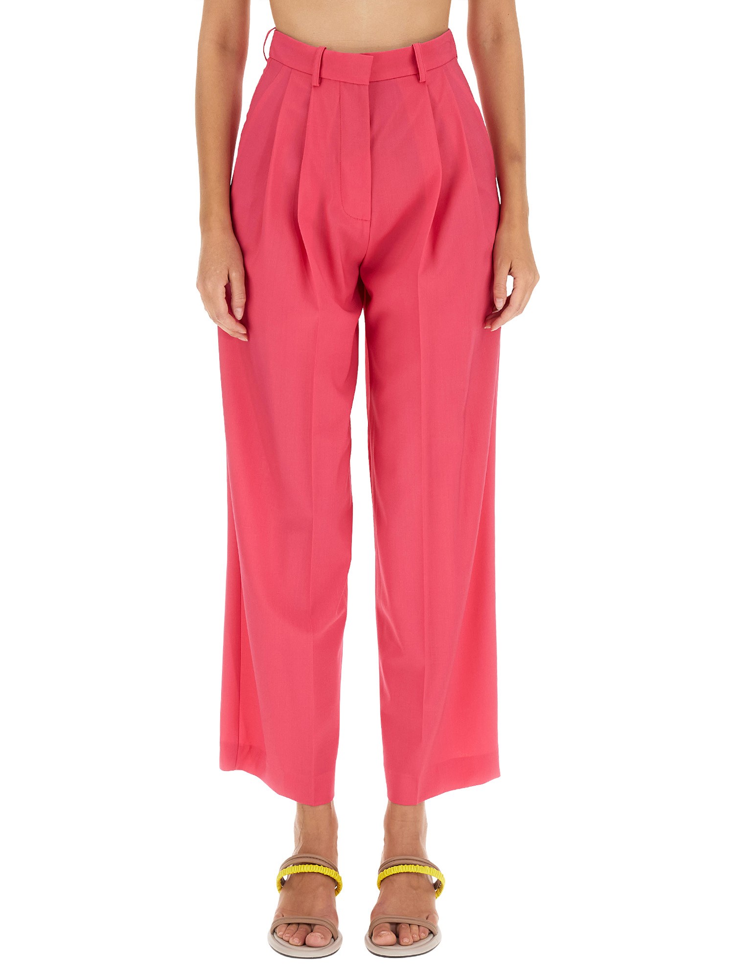 Alysi Pleat Detailed Straight-leg Trousers In Fuchsia