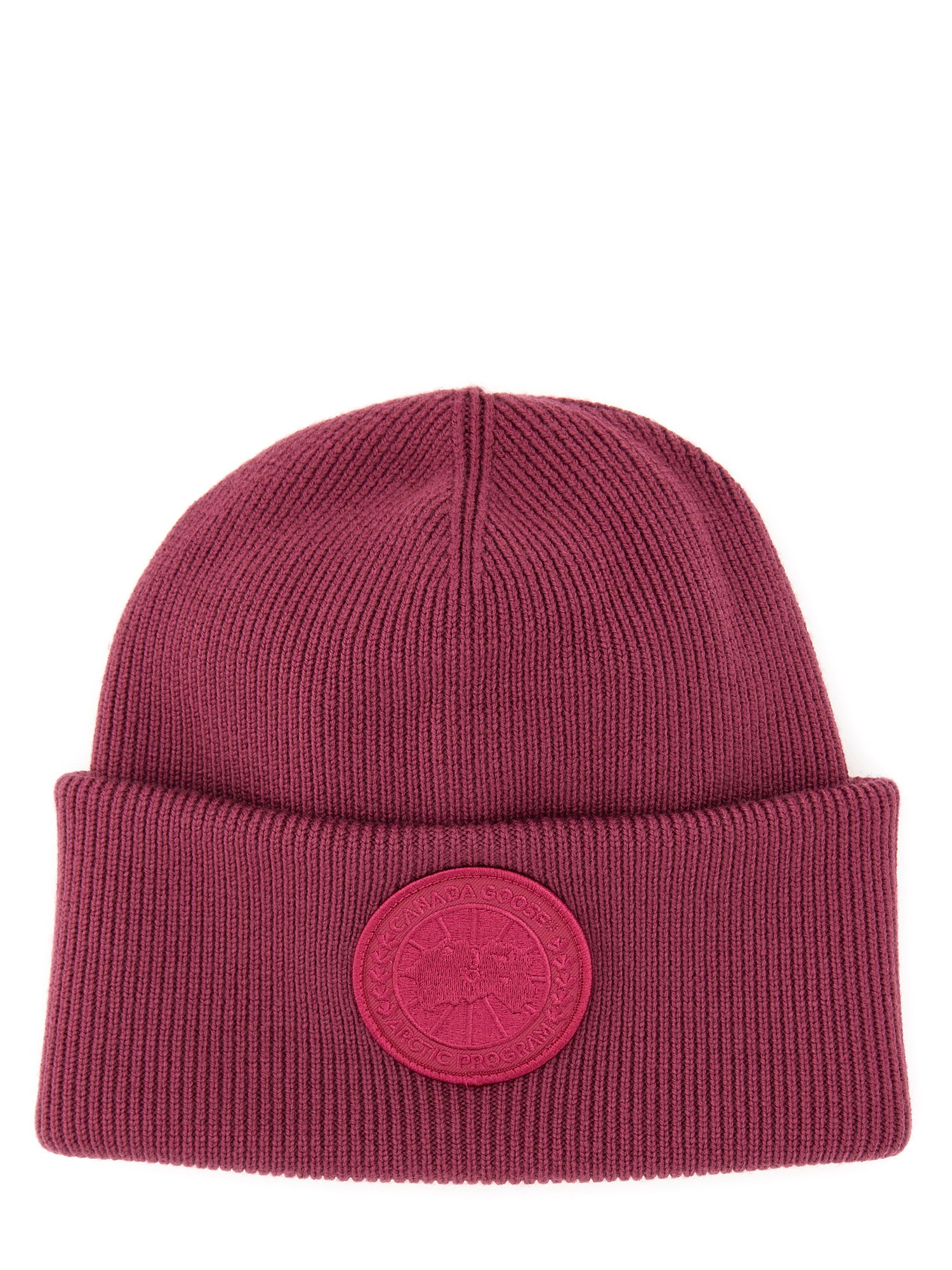 Shop Canada Goose Beanie Hat With Logo In Fuchsia