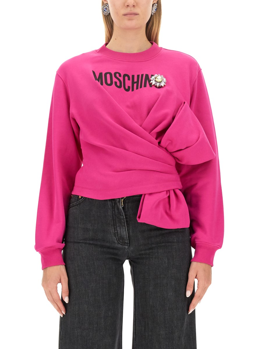 Moschino logo shoulder crew cheap neck sweatshirt