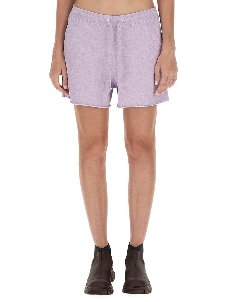 GANNI SHORT IN FELPA DI COTONE CON LOGO