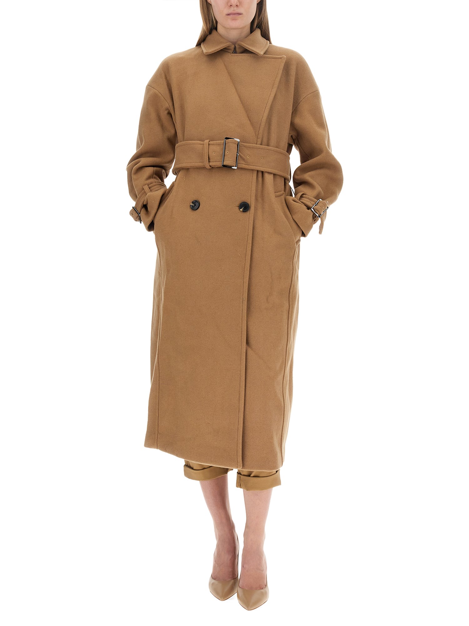 Shop Michael Michael Kors Wool Blend Trench Coat In Brown