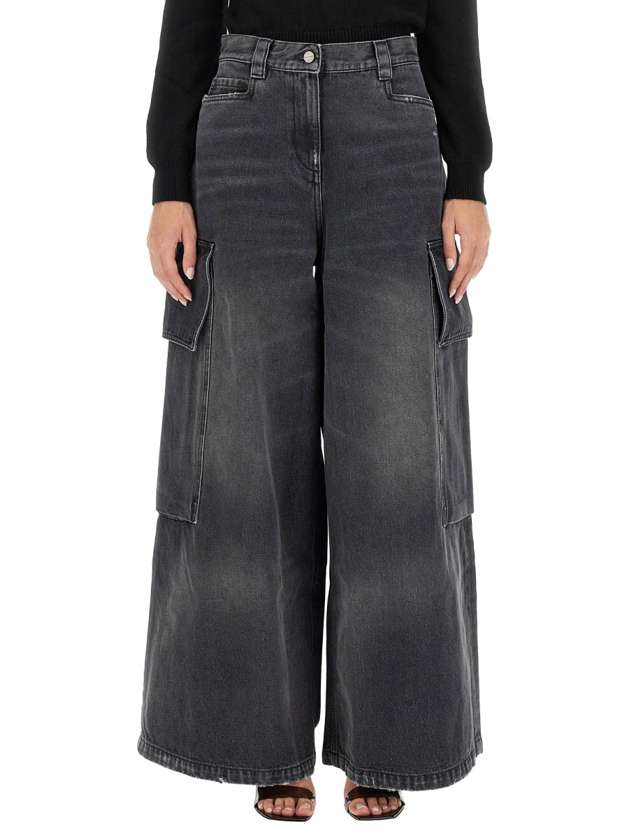 PALM ANGELS JEANS PARACHUTE AMPIO IN DENIM DI COTONE