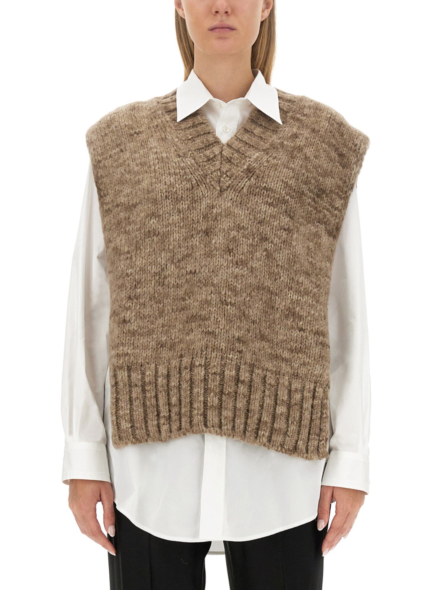 Maison Margiela mélange wool-blend vest - Brown