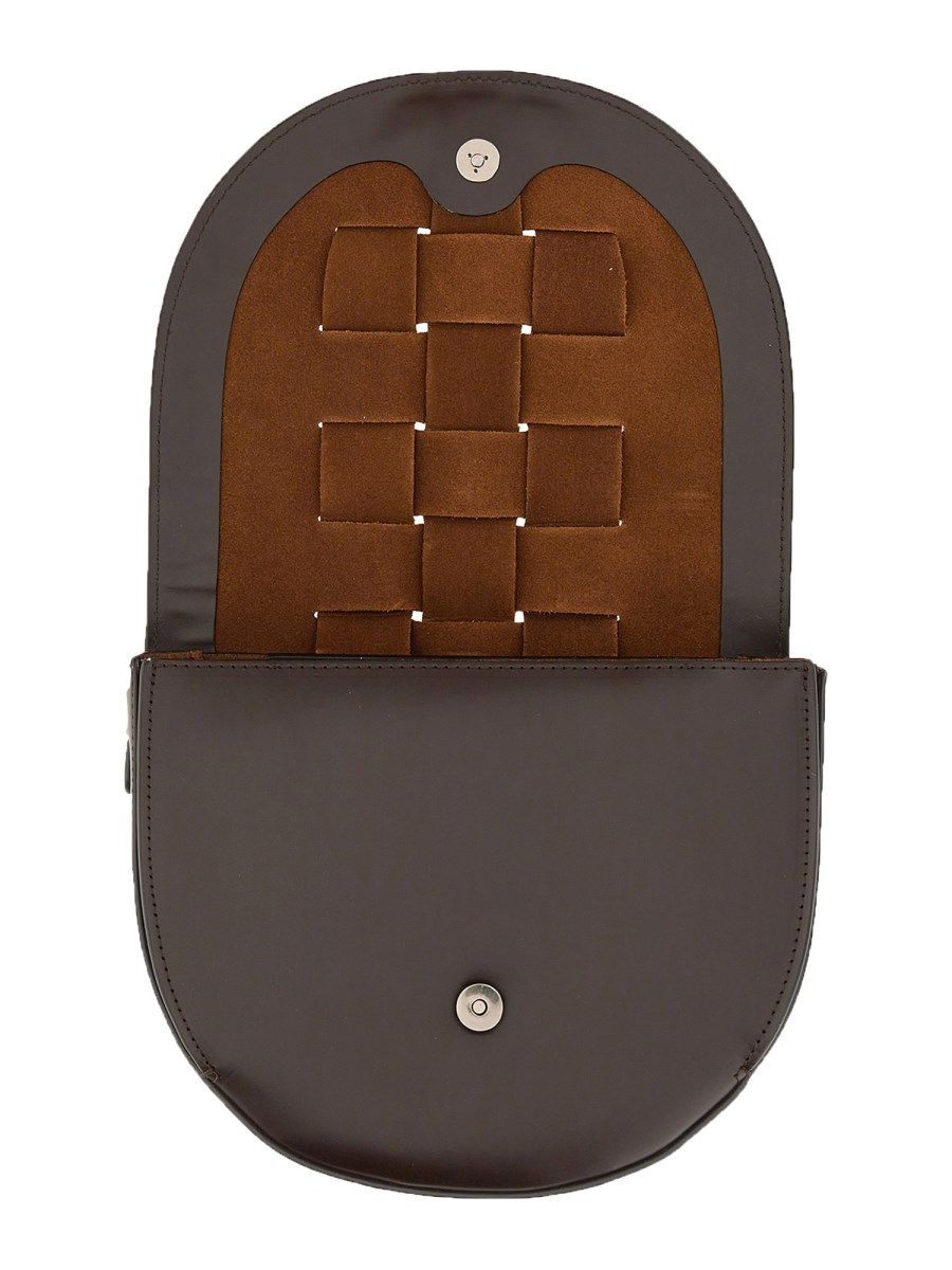 HEREU Sinia Braided Leather Saddle Crossbody Bag