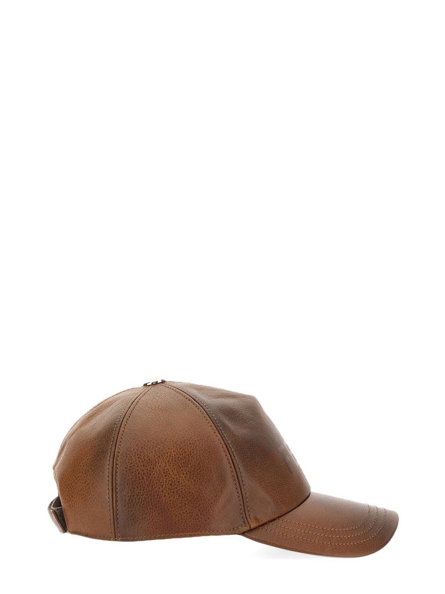 Beige leather baseball cap clearance