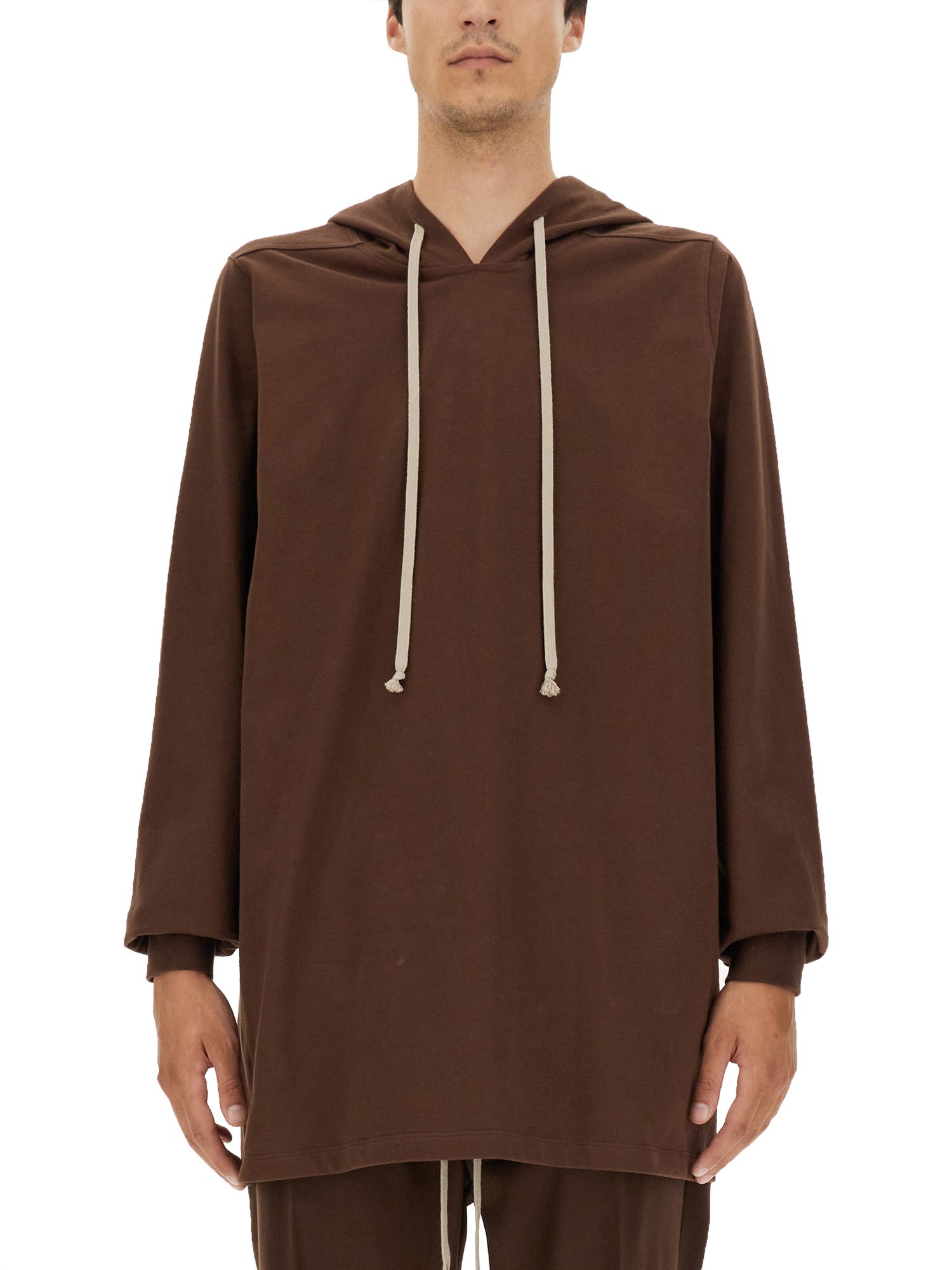 Shop Rick Owens Hooded T-shirt In Brown