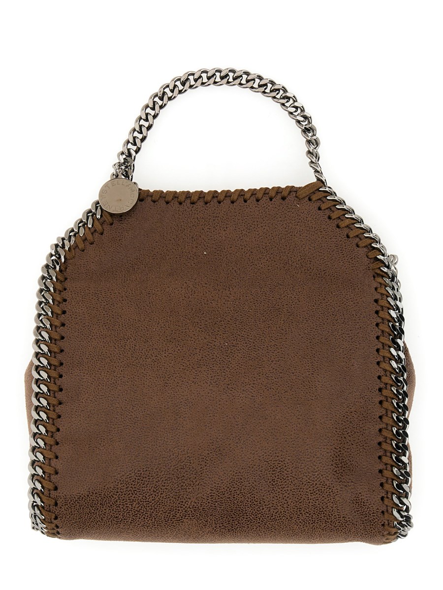 Stella McCartney Womens Dark Taupe Falabella Mini Faux-Leather Tote Bag