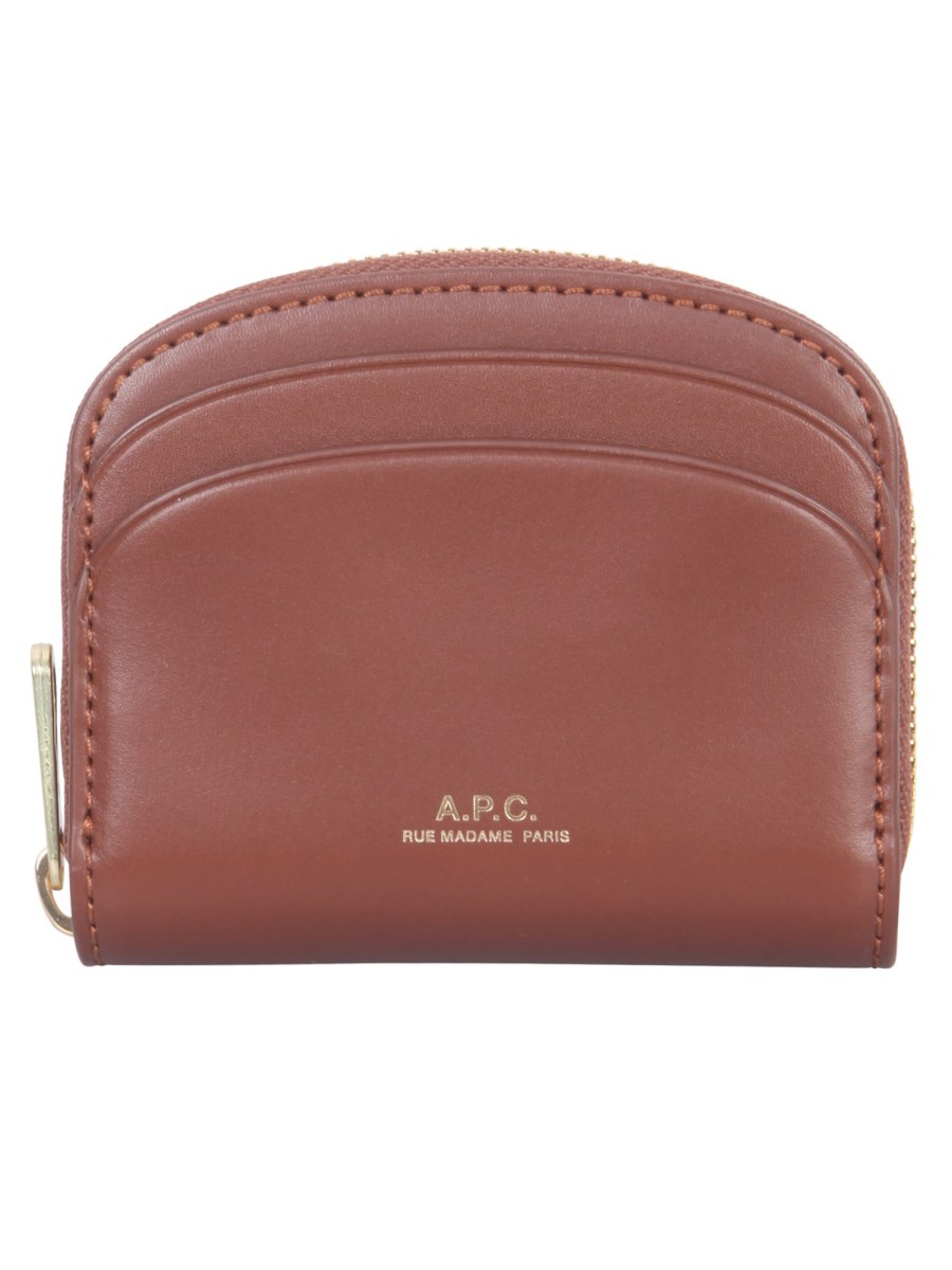 A.P.C. PORTAFOGLIO COMPACT SEMI LUNE IN PELLE