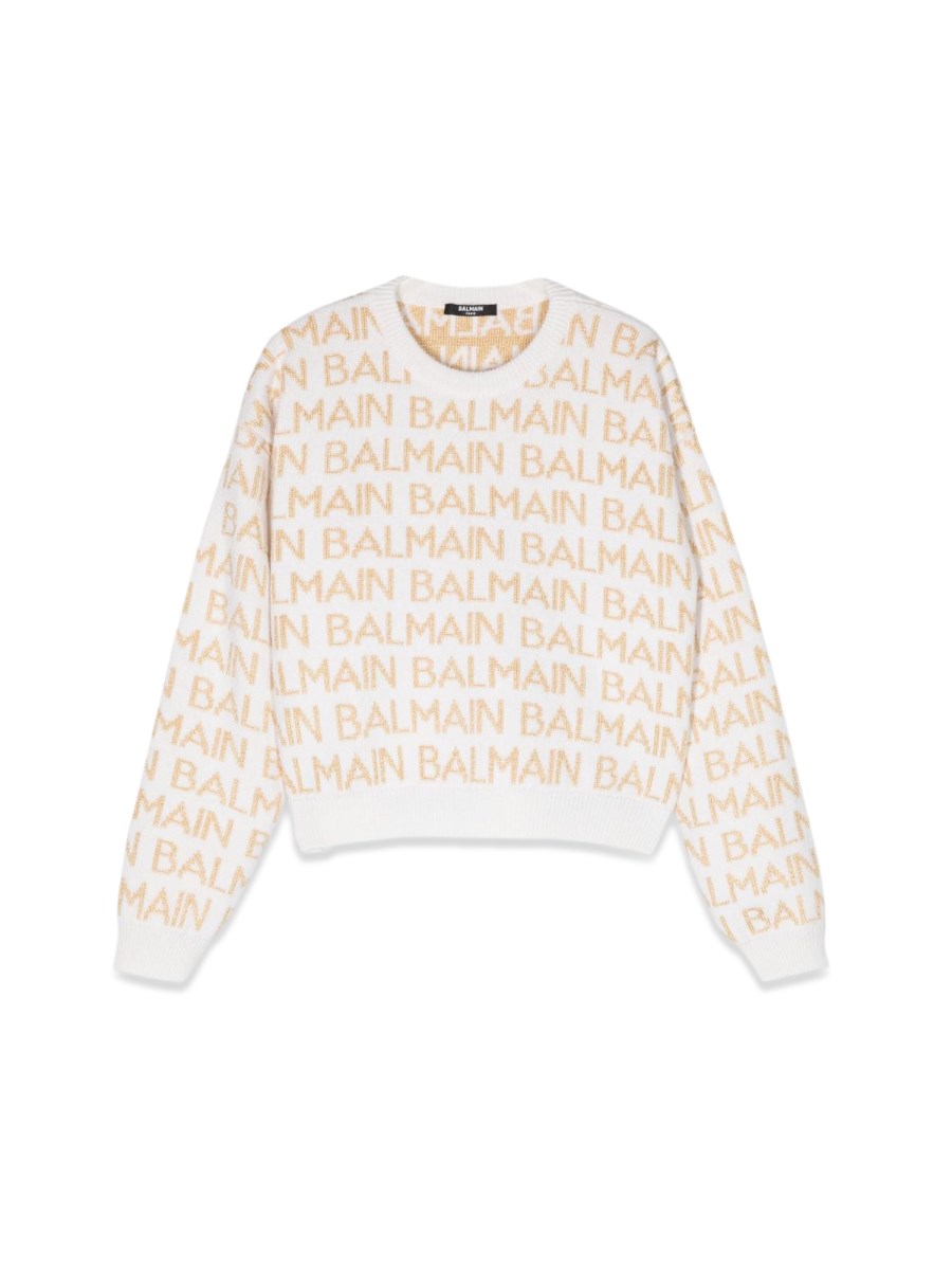 BALMAIN maglia girocollo logo allover