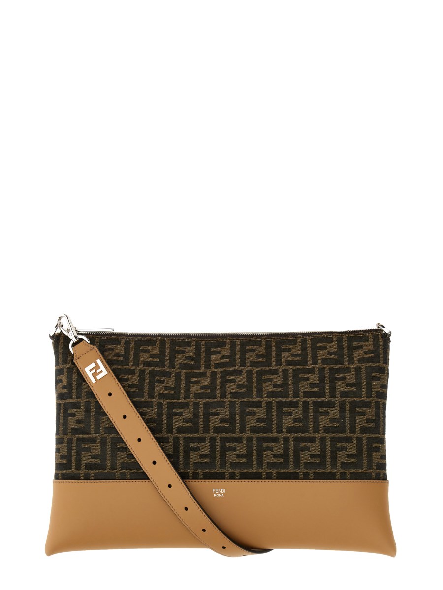 Fendi Diagonal Flat Pouch - White fabric bag