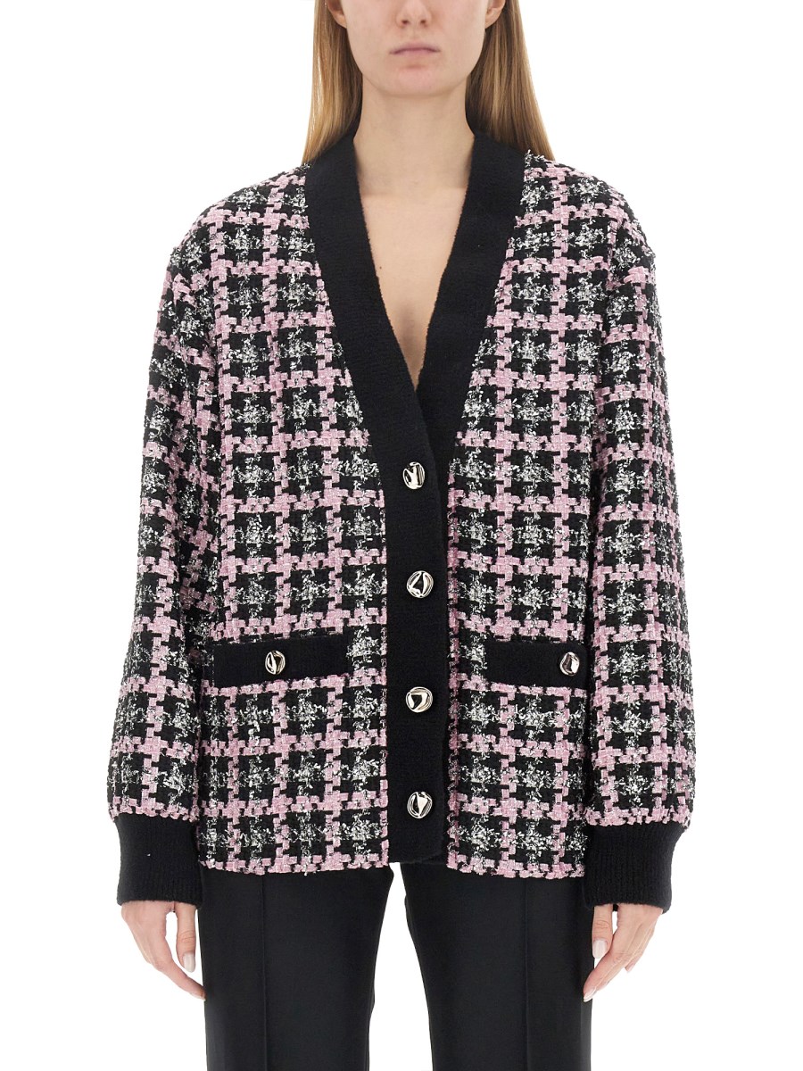 MSGM CARDIGAN CON MOTIVO "LUREX CHECK TWEED"