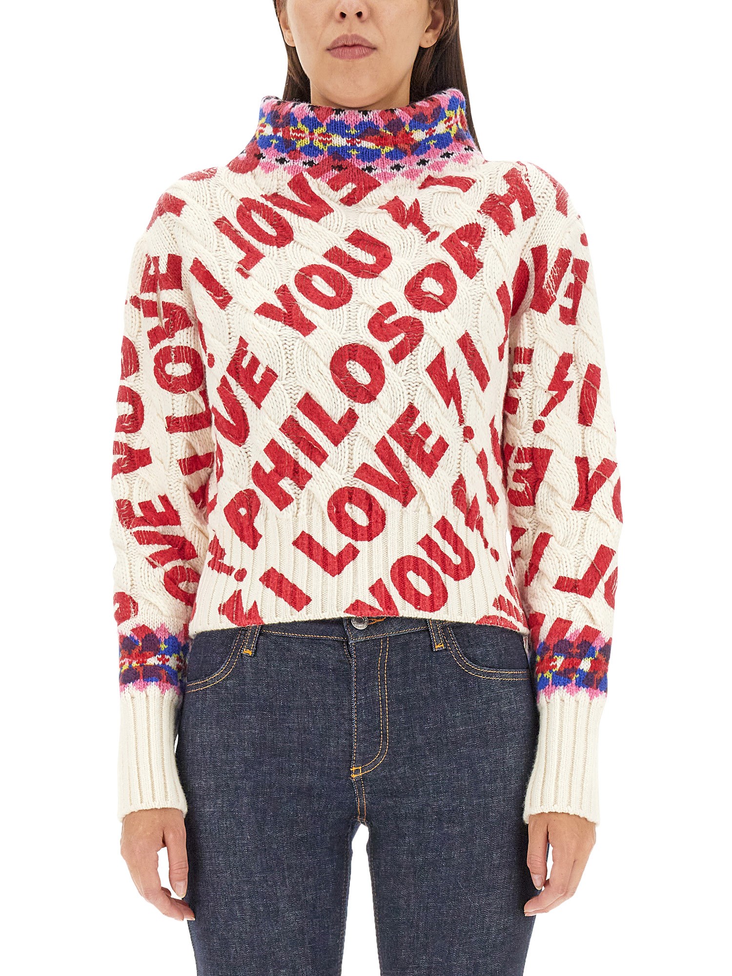 Shop Philosophy Di Lorenzo Serafini I Love You Philosophy Jersey In Multicolour