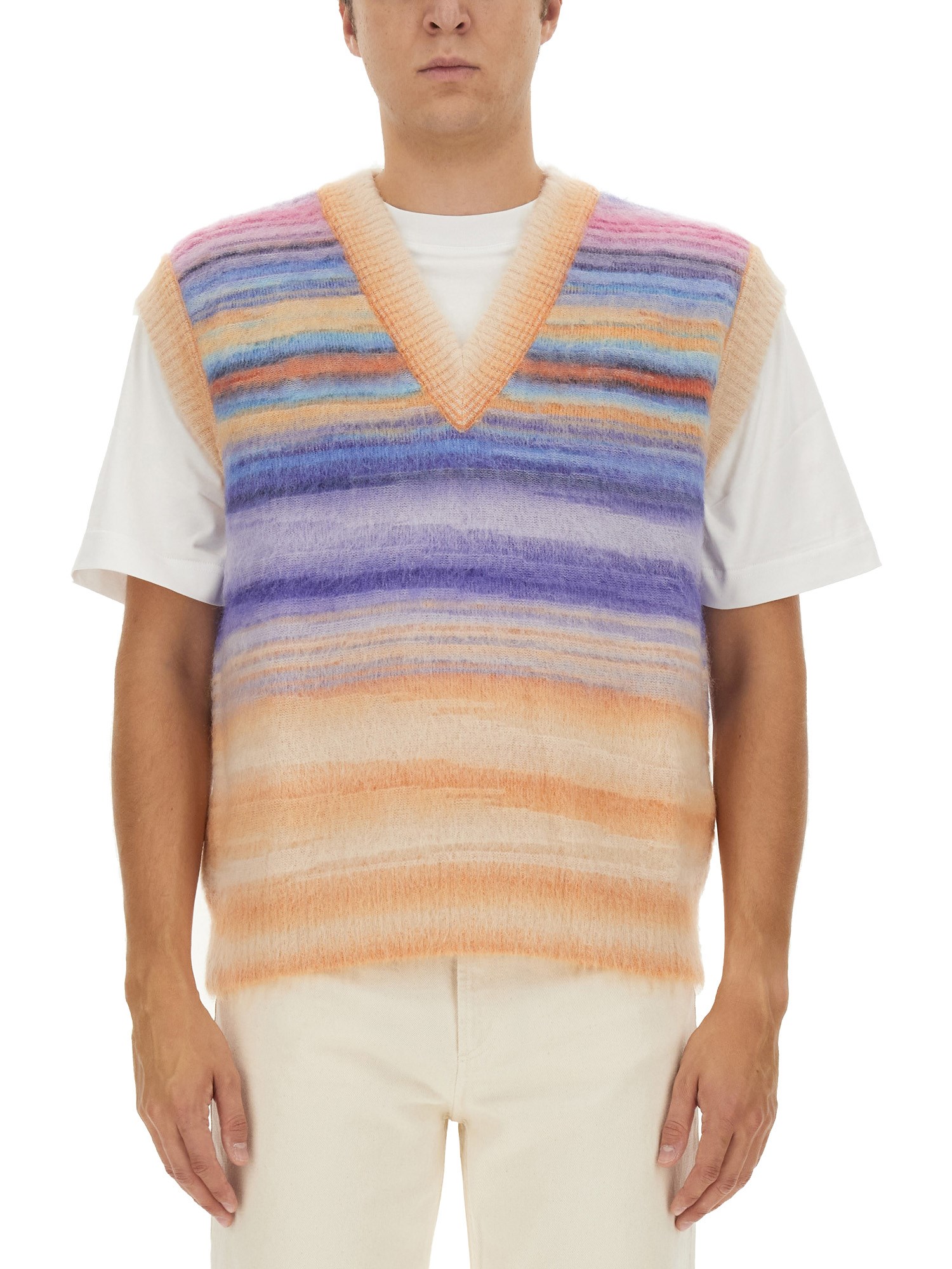Shop Missoni Knitted Vest In Multicolour