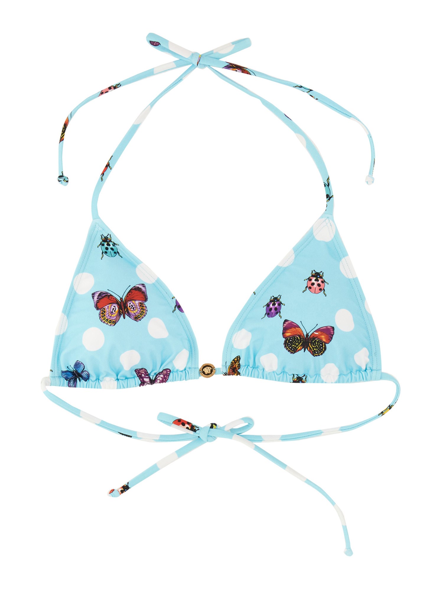 Shop Versace Bikini Top With Butterflies In Multicolour