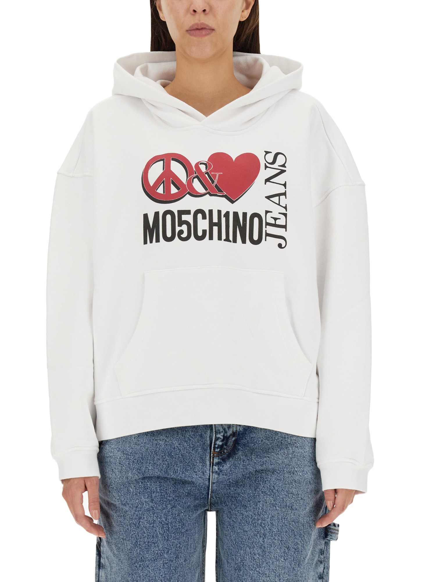 moschino jeans peace & love hoodie