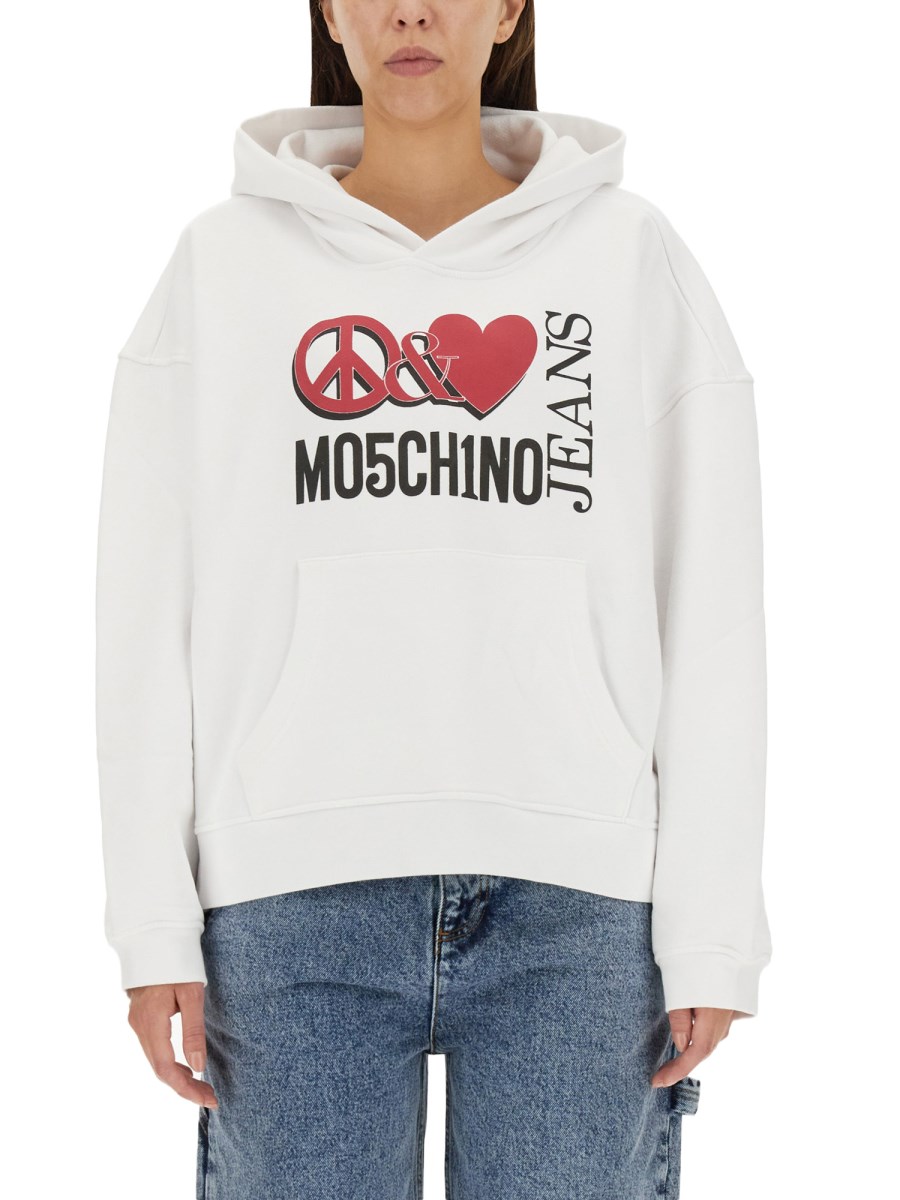 Moschino white outlet hoodie