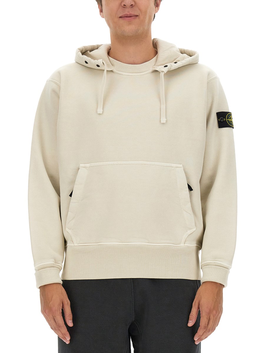 Stone island sale cream hoodie