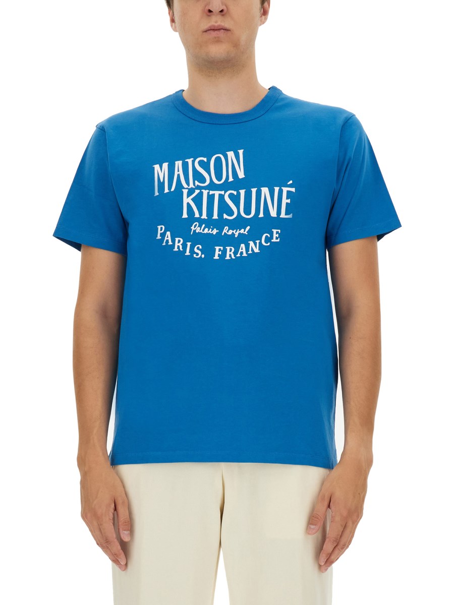 MAISON KITSUNÉ T-SHIRT IN JERSEY DI COTONE CON STAMPA LOGO