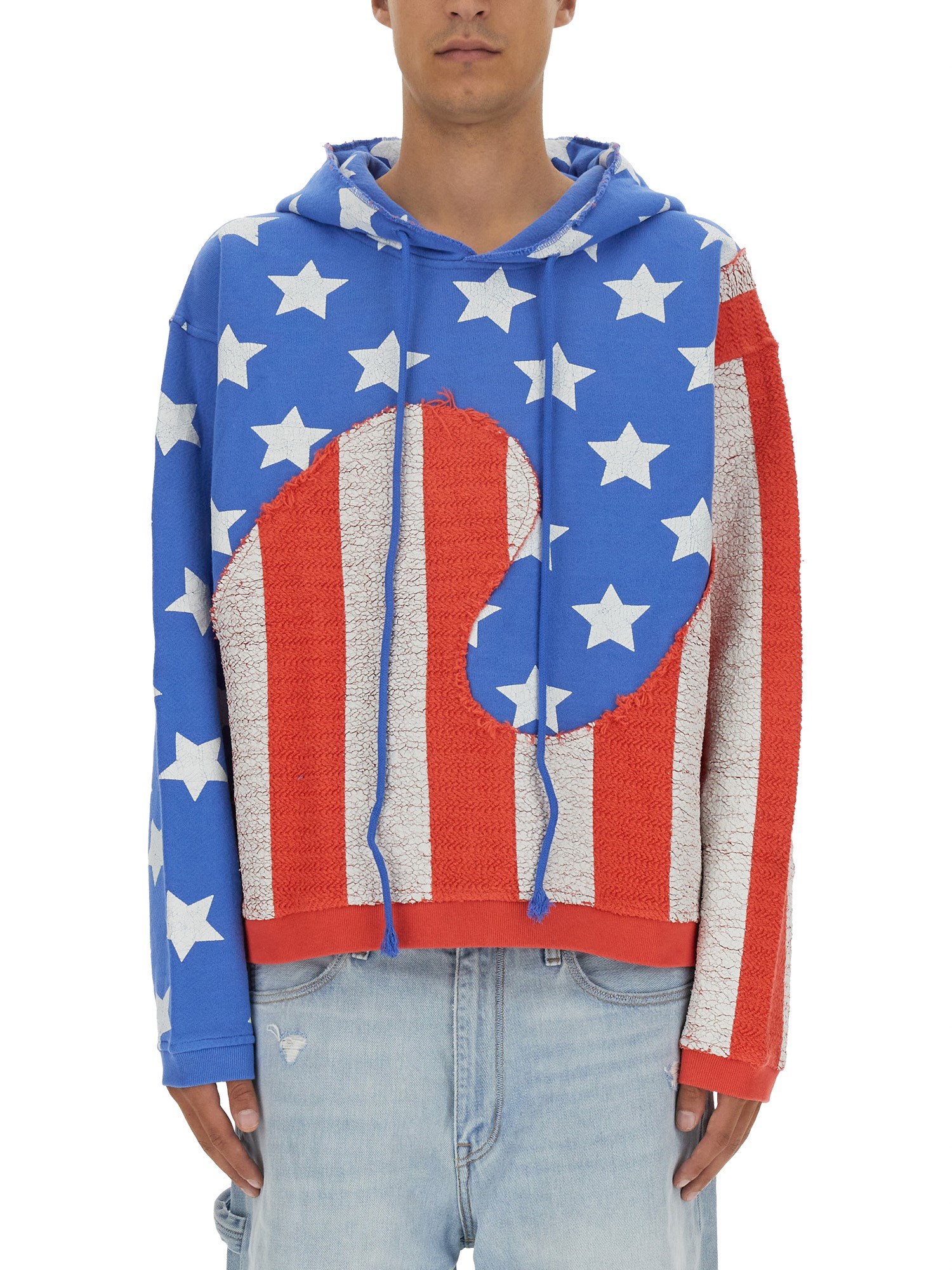 Shop Erl "stars And Stripes Swirl" Sweatshirt In Multicolour
