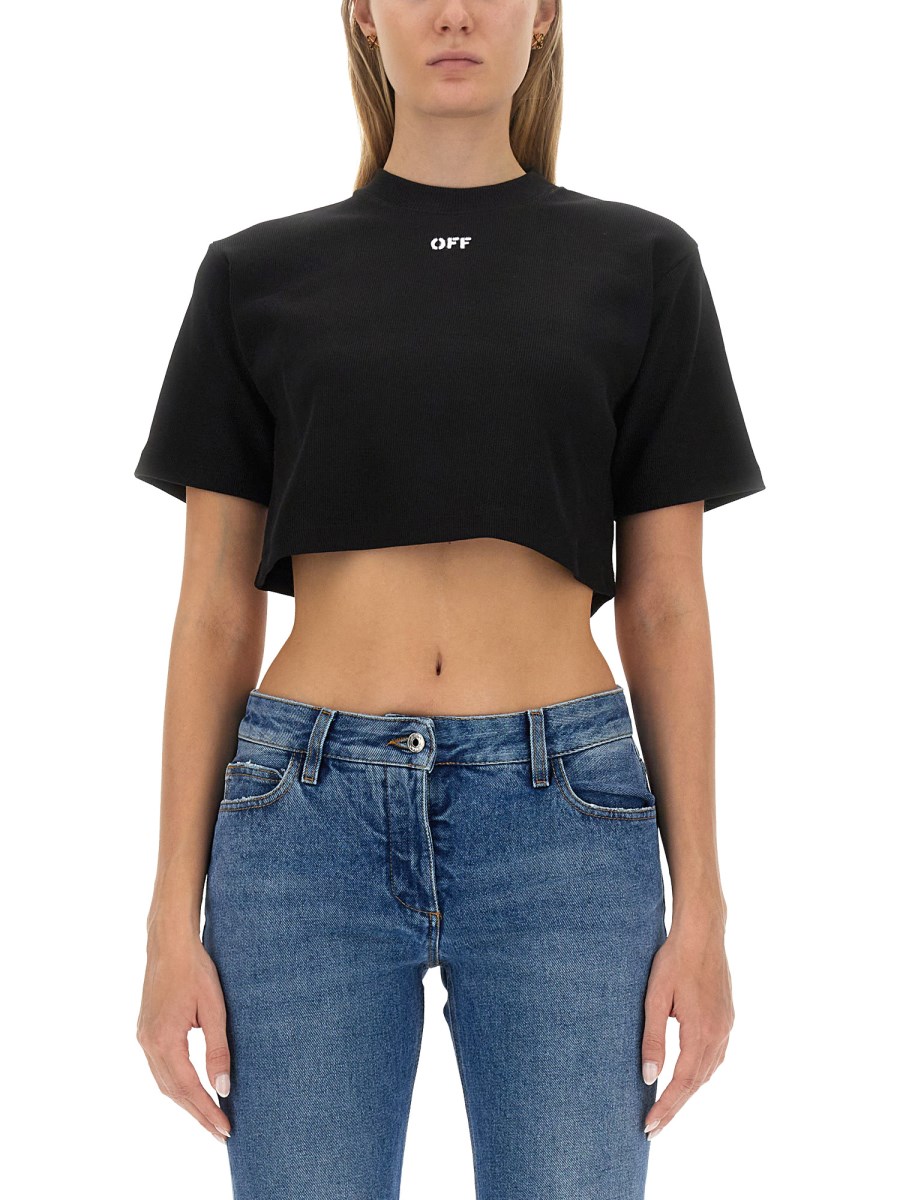 Off white hotsell cropped t shirt