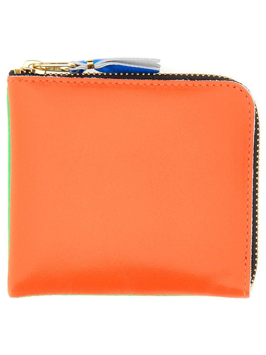 COMME DES GARCONS WALLET PORTAFOGLIO SUPER FLUO IN PELLE