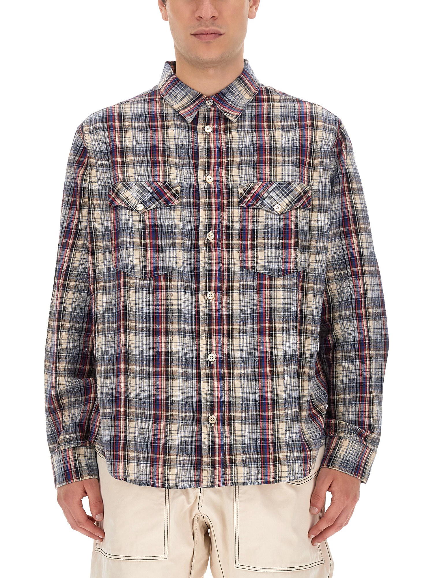 Isabel Marant Plaid Pattern Shirt With Button-down Collar In Multi