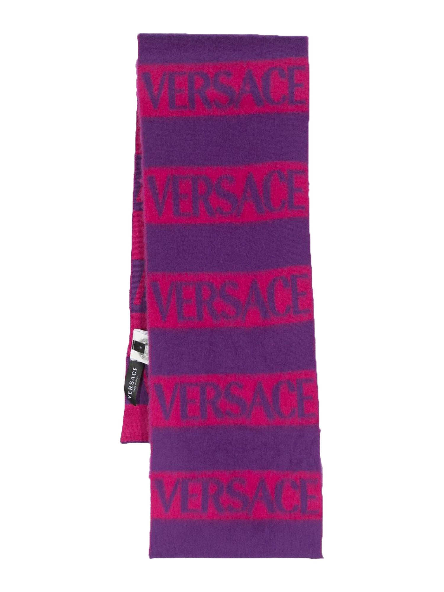 versace logo striped scarf