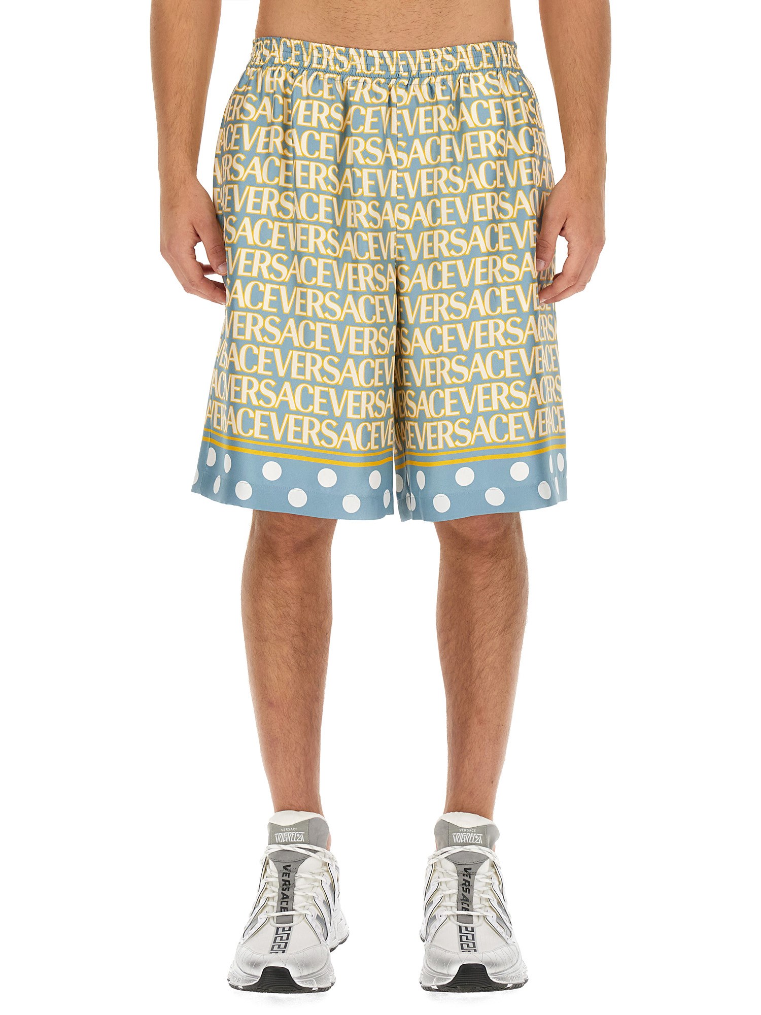 Versace Shorts With Logo In Multicolour