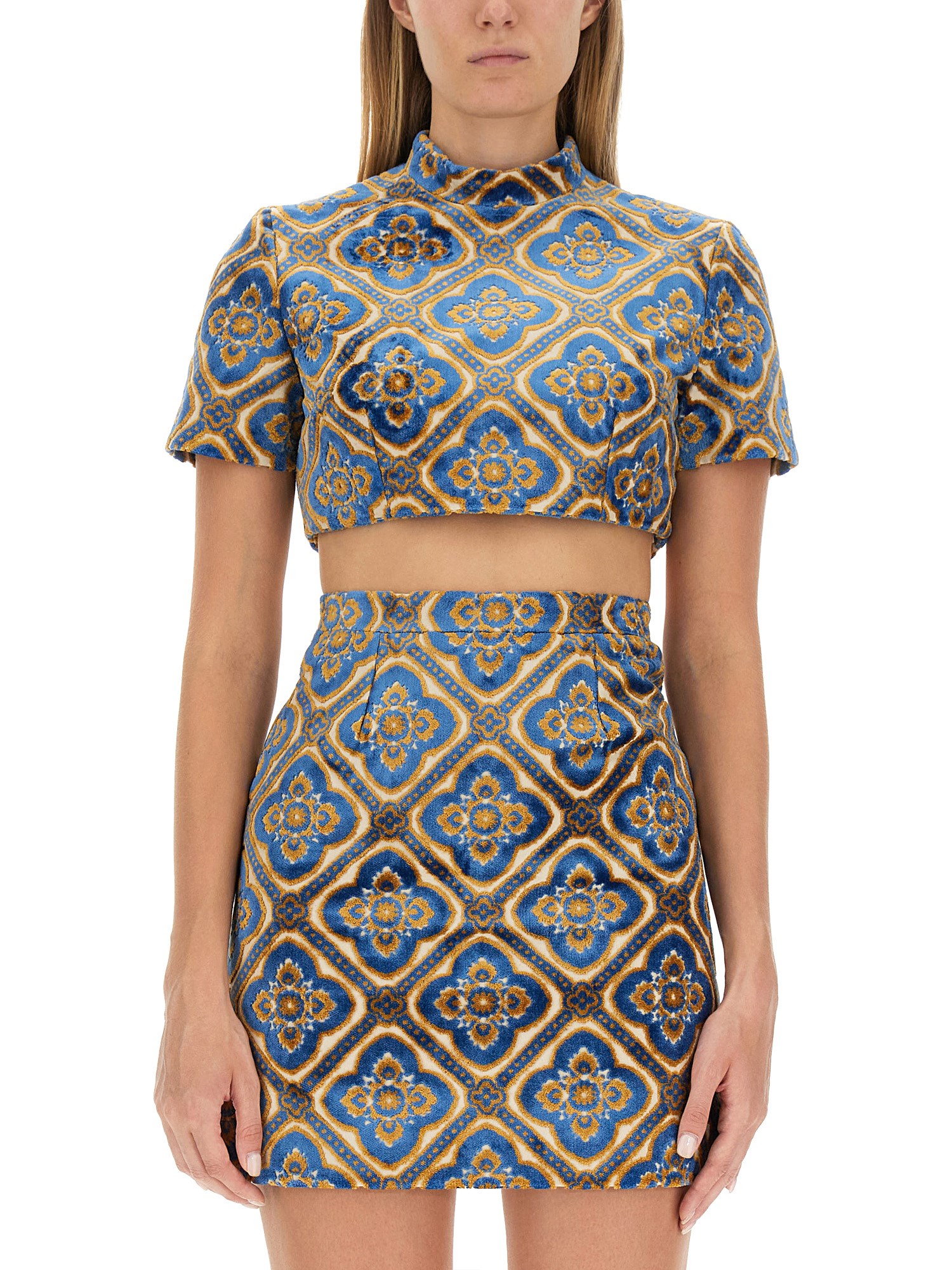 Etro Cropped Top Set High Neckline In Multicolour